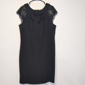 Sangria Elegant Lace Sheath Black Dress Size 16